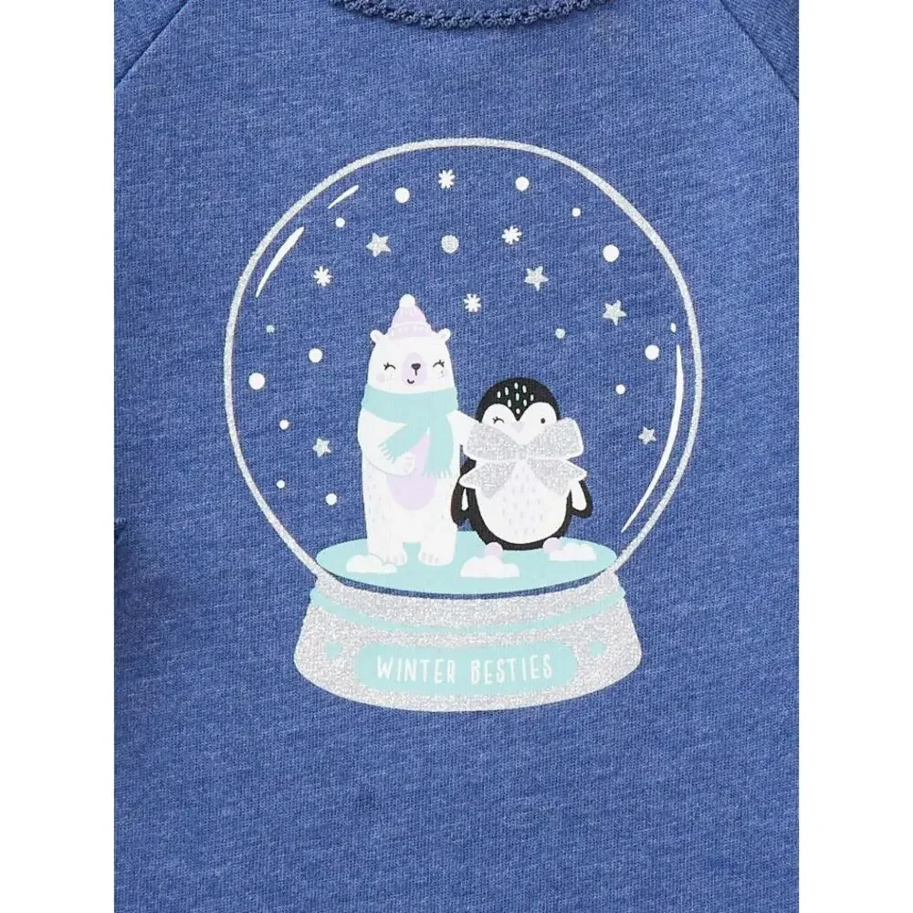 New Garanimals Best Friends Winter Besties Snow Globe‎ Blue Body suit onesie 12M